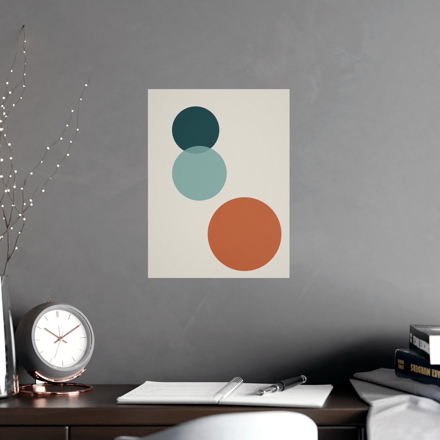 Deep Teal Circles Modern Wall Art | Living Room Print