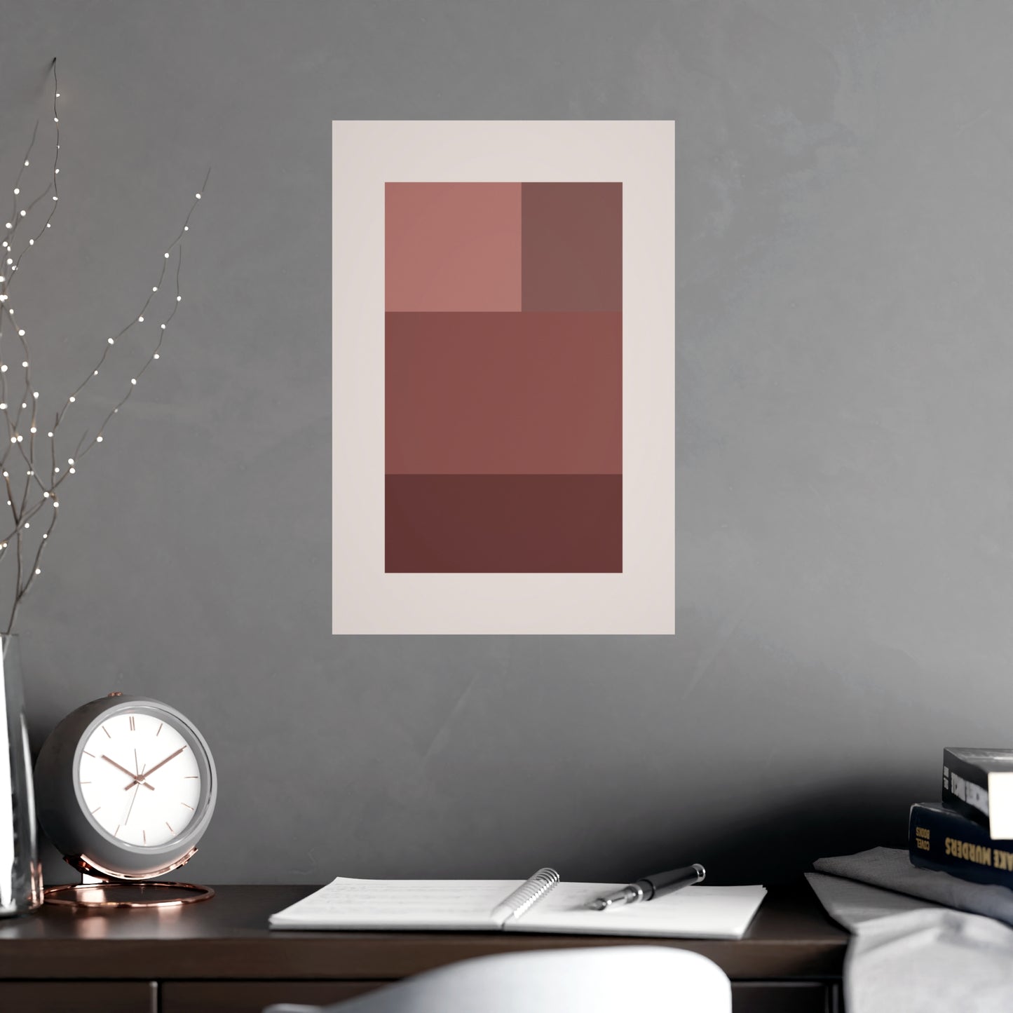Dusty Rose Blocks Modern Wall Art | Living Room Print