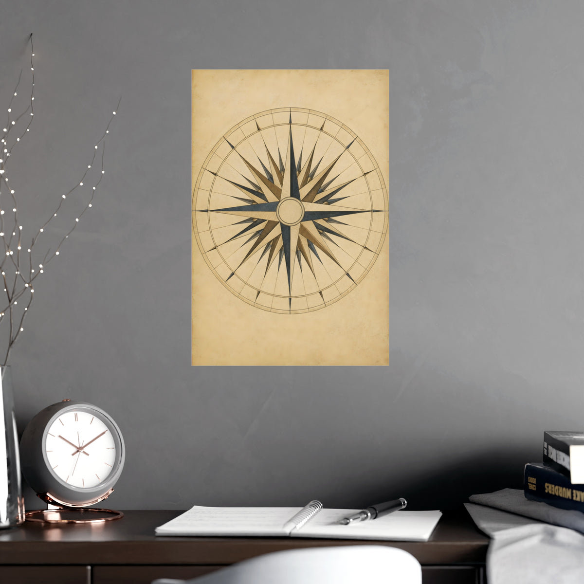 The Compass Card — the compass card, shown framed on a wall