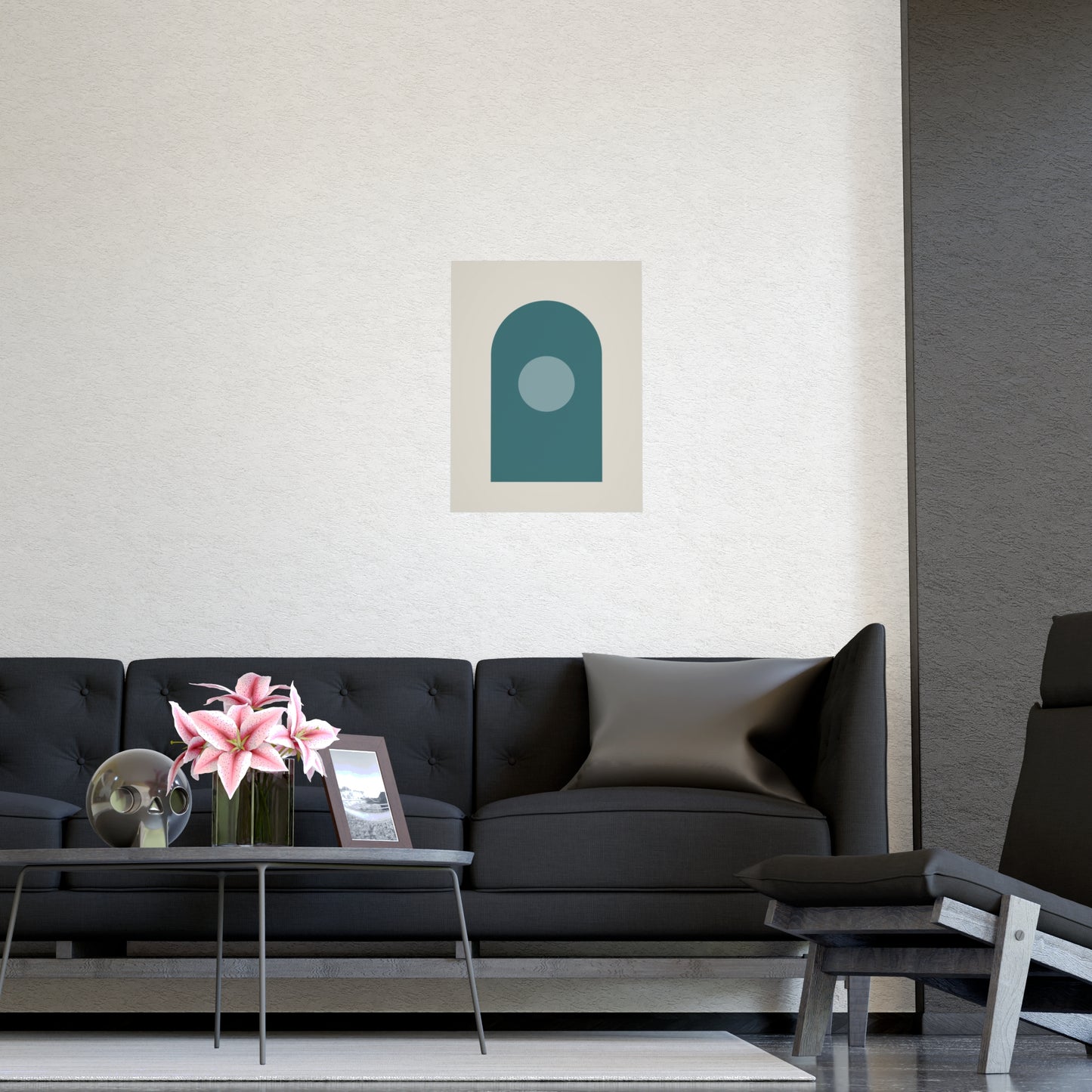 Deep Teal Arch Modern Wall Art | Living Room Print