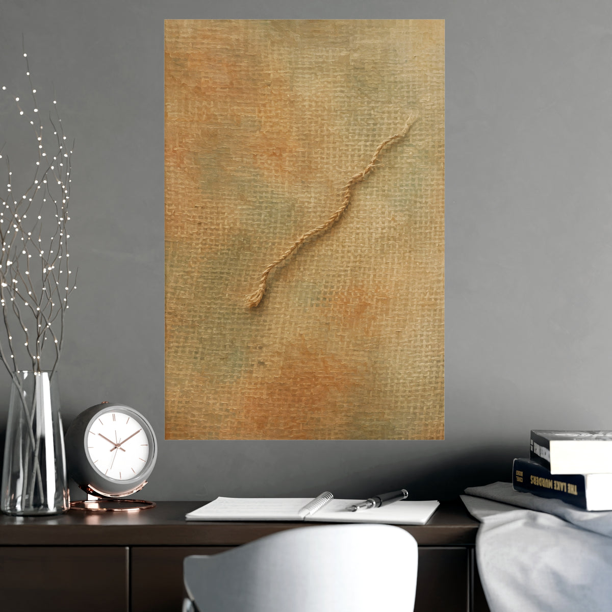One Loose Thread — one loose thread, shown framed on a wall