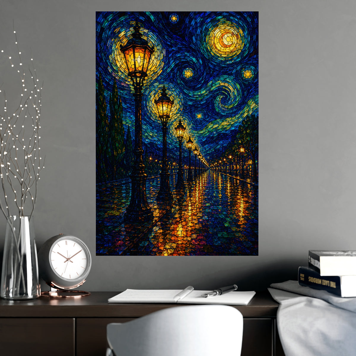 Avenue of Lamps — avenue of lamps, shown framed on a wall