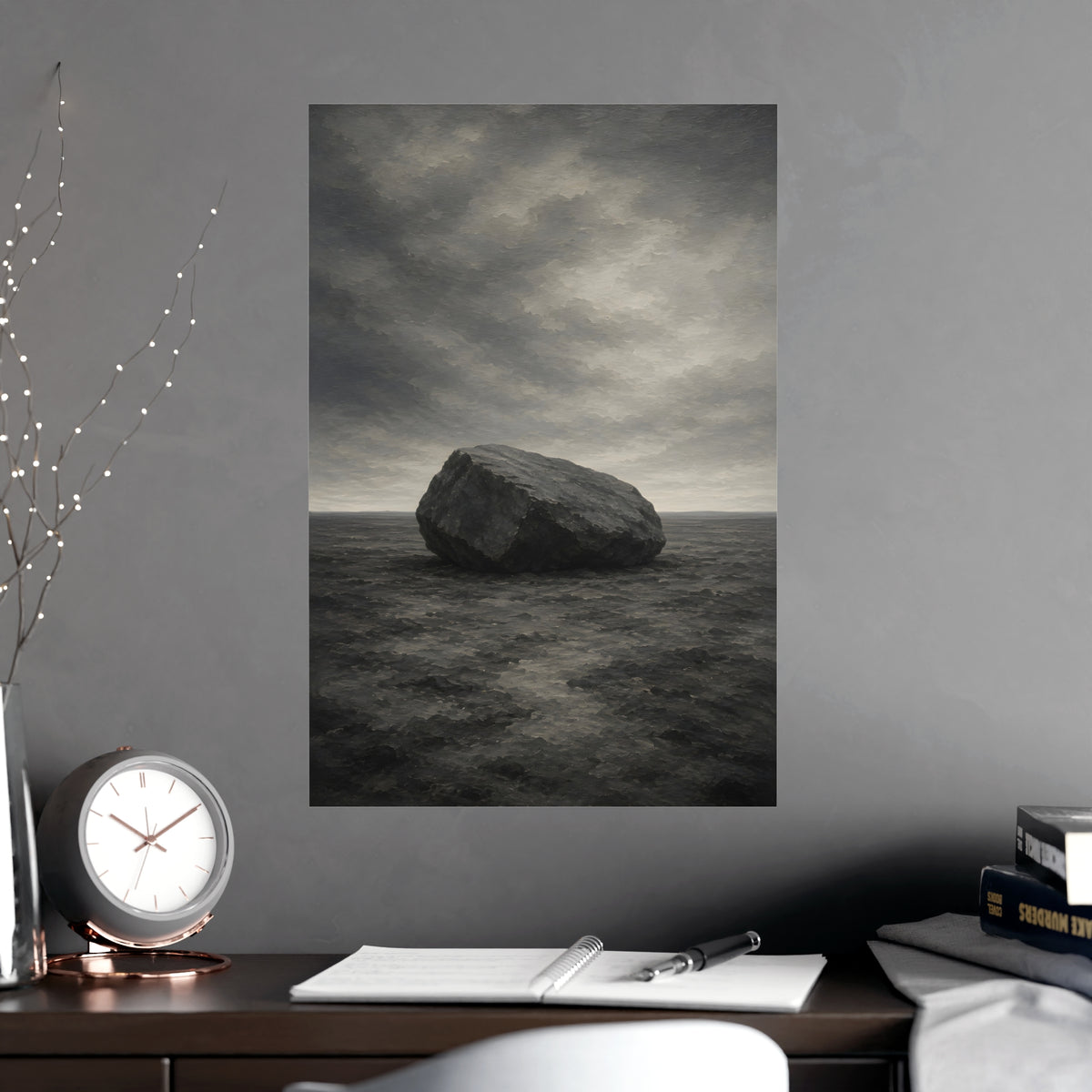 One Boulder — one boulder, shown framed on a wall