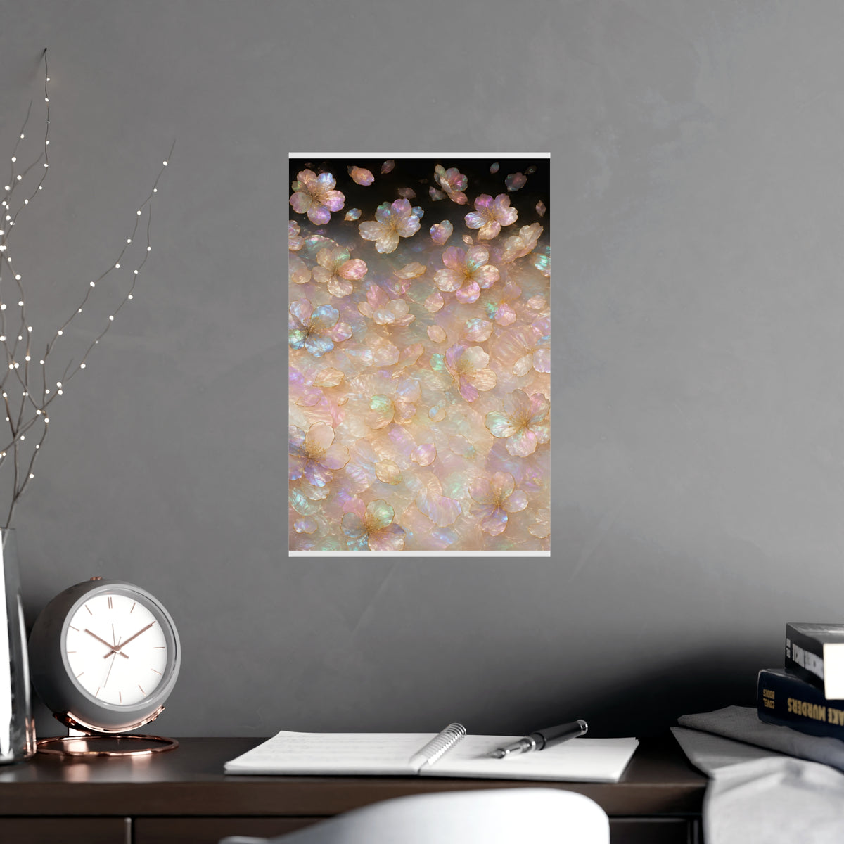 Petals, Scattered — petals, scattered, shown framed on a wall