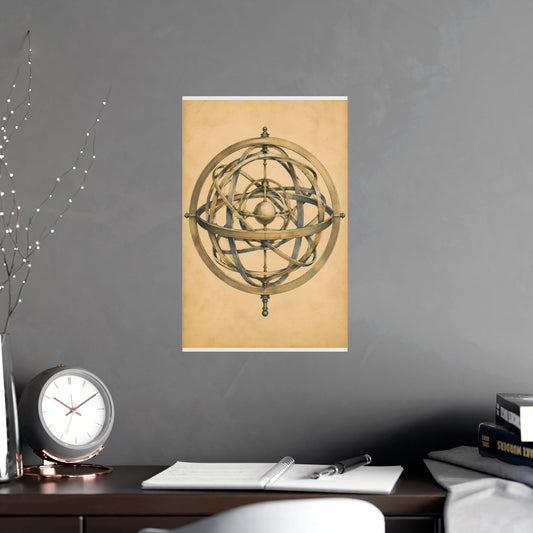 Armillary Sphere — armillary sphere, shown framed on a wall
