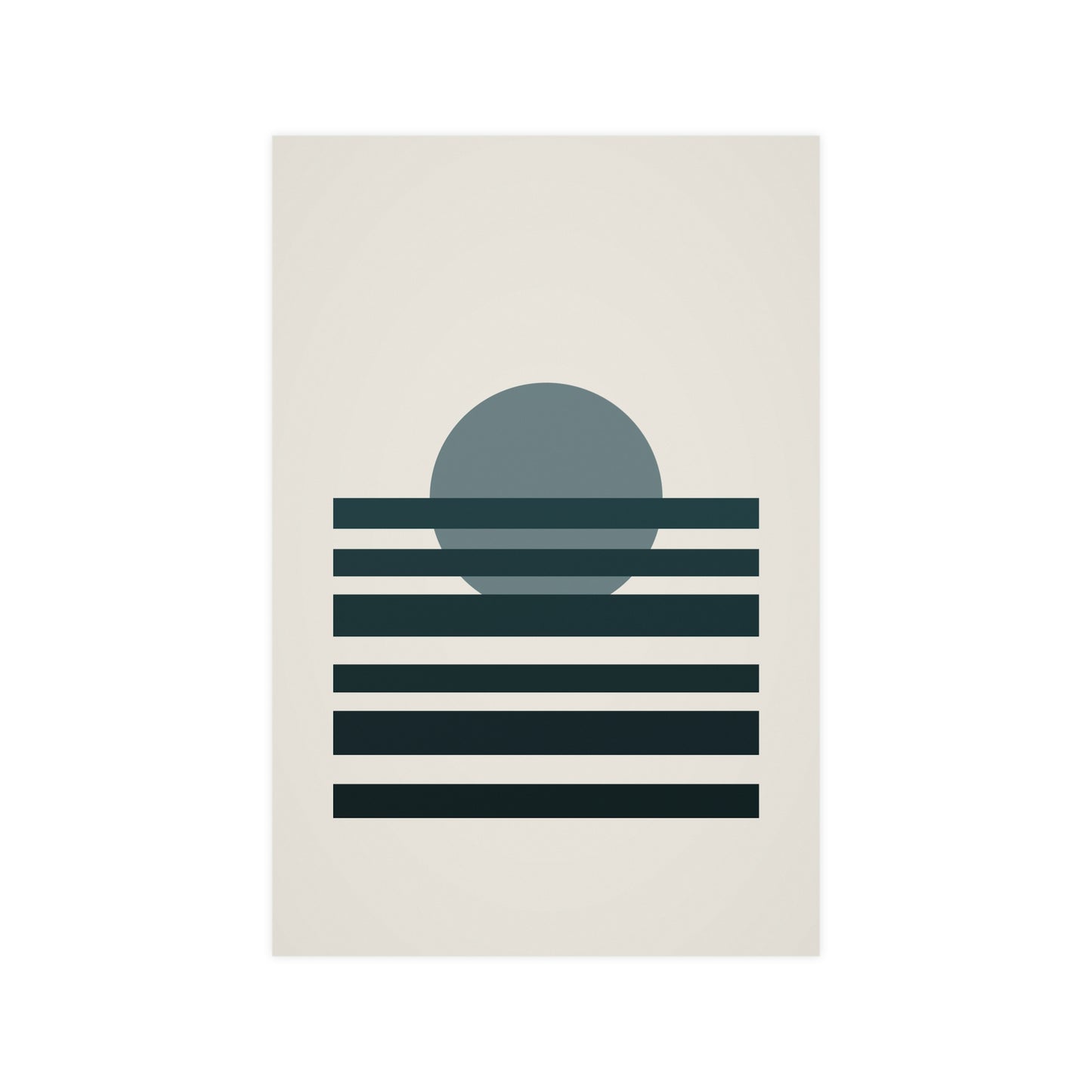 Deep Teal Sunset Landscape Wall Art | Living Room Print