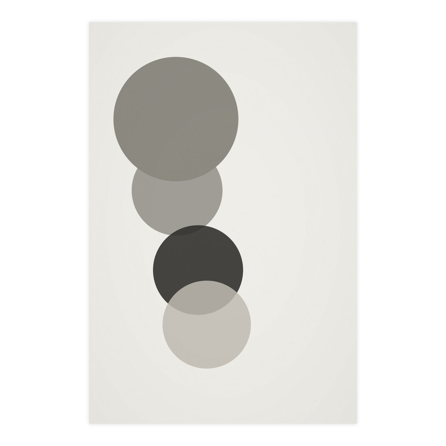 Charcoal Cream Circles Modern Wall Art | Living Room Print
