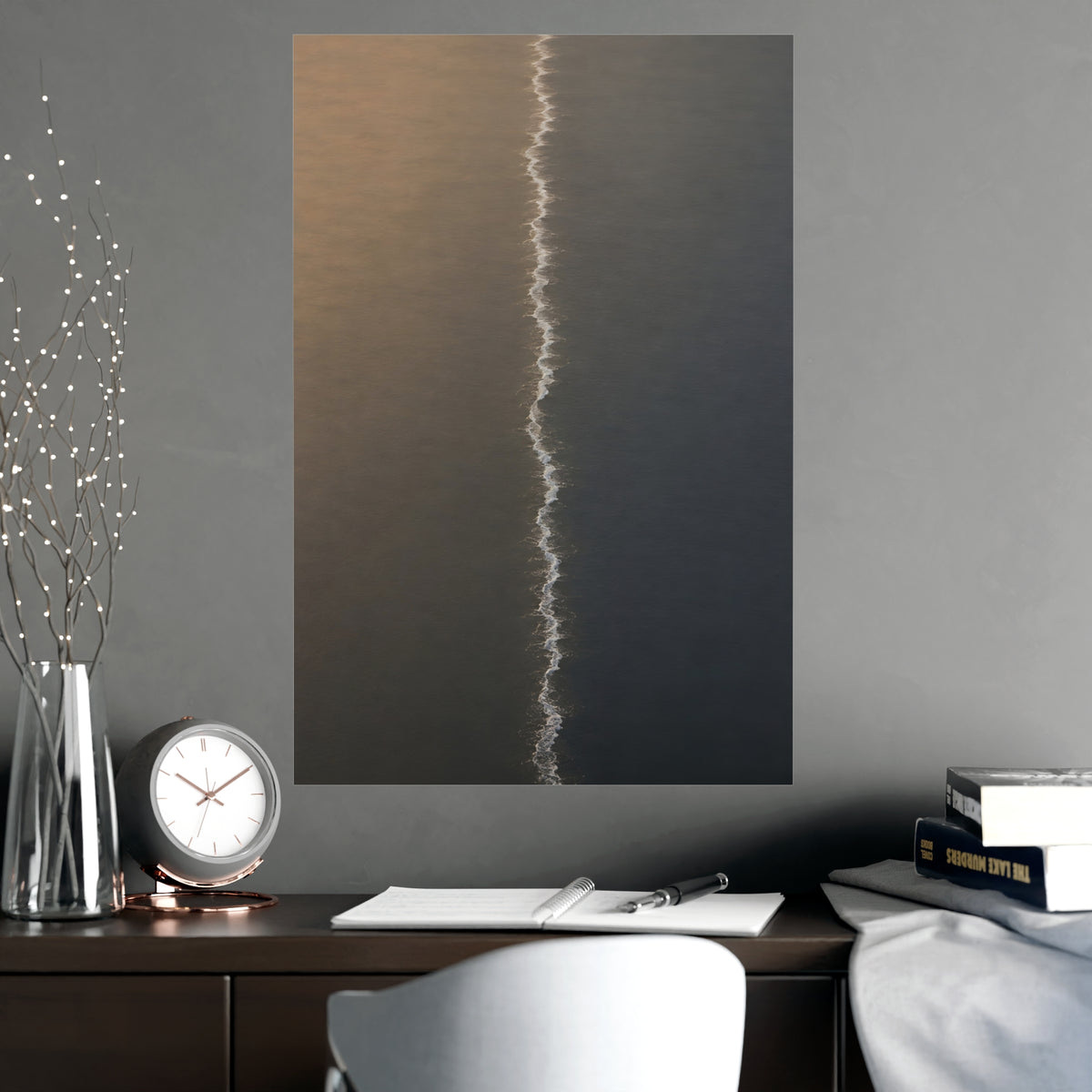 One Line, from Above — one line, from above, shown framed on a wall