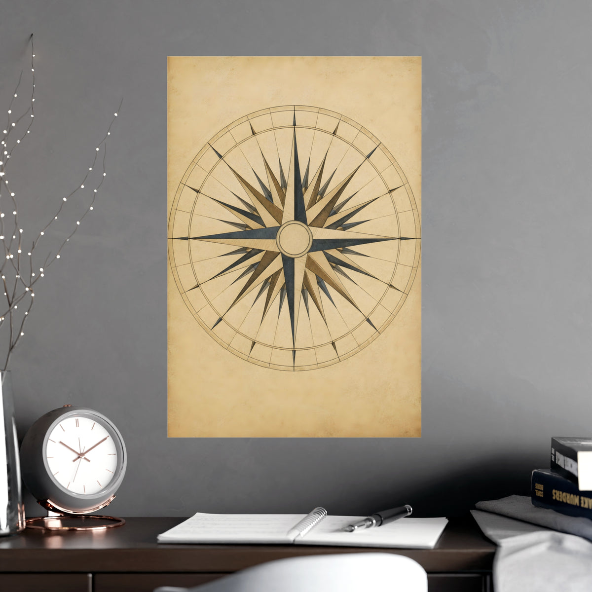 The Compass Card — the compass card, shown framed on a wall