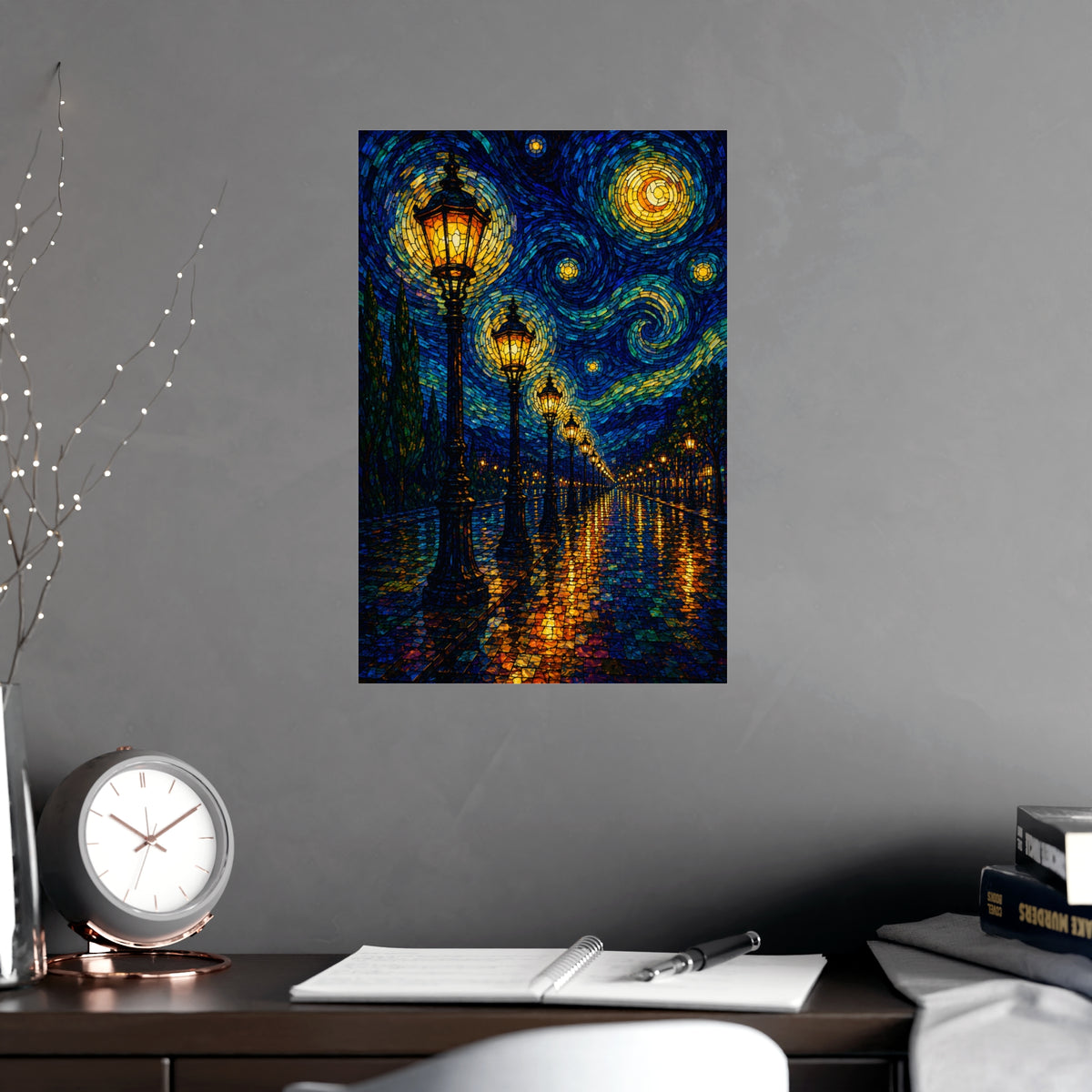 Avenue of Lamps — avenue of lamps, shown framed on a wall