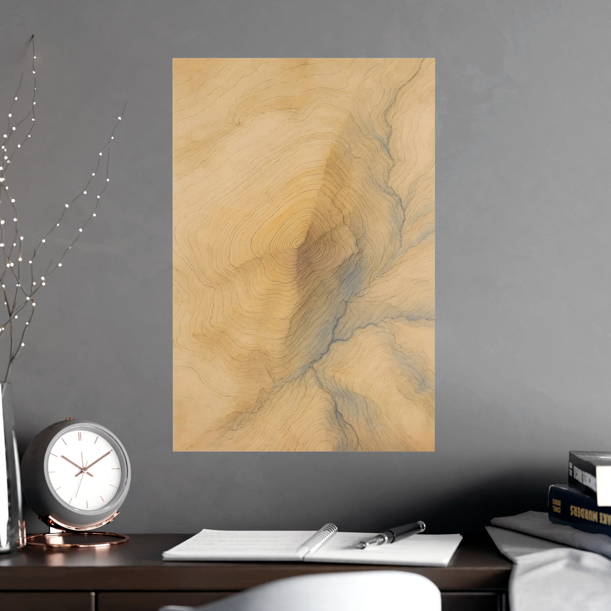 Contour Lines — contour lines, shown framed on a wall