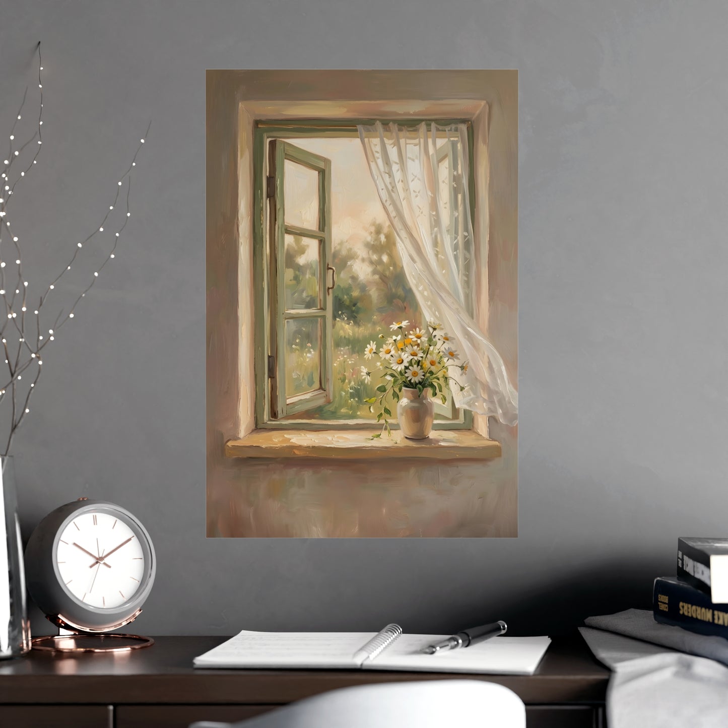 Daisies on the Sill | Romantic Oil Painting Print | Wall Art