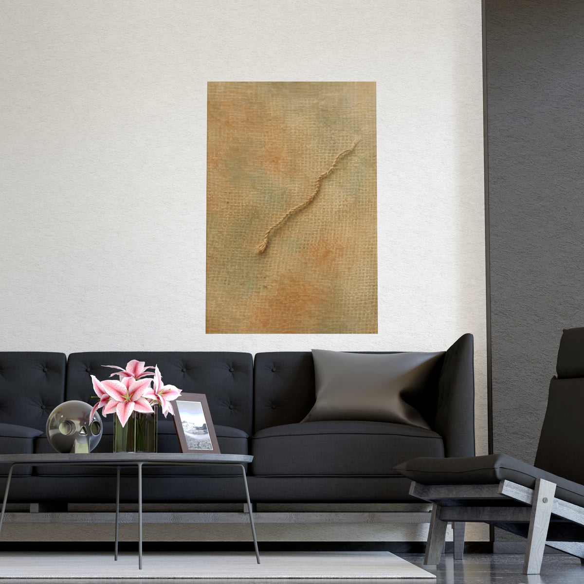 One Loose Thread — one loose thread, shown framed on a wall