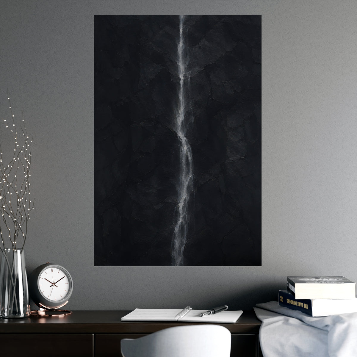A White Thread — a white thread, shown framed on a wall
