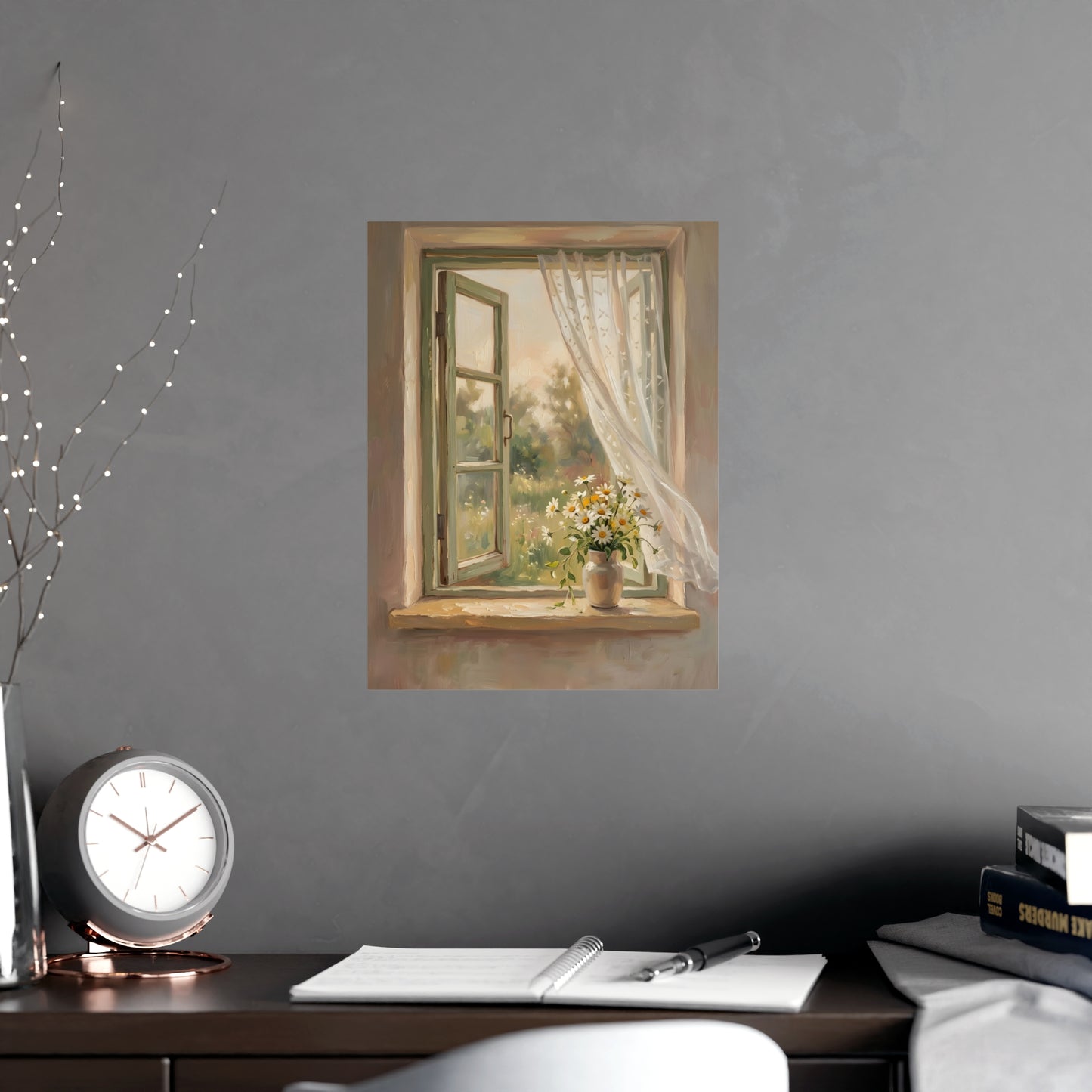 Daisies on the Sill | Romantic Oil Painting Print | Wall Art