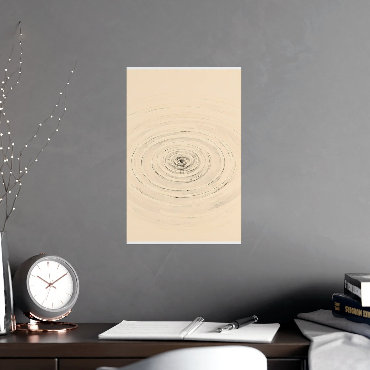 Rings on Water — rings on water, shown framed on a wall