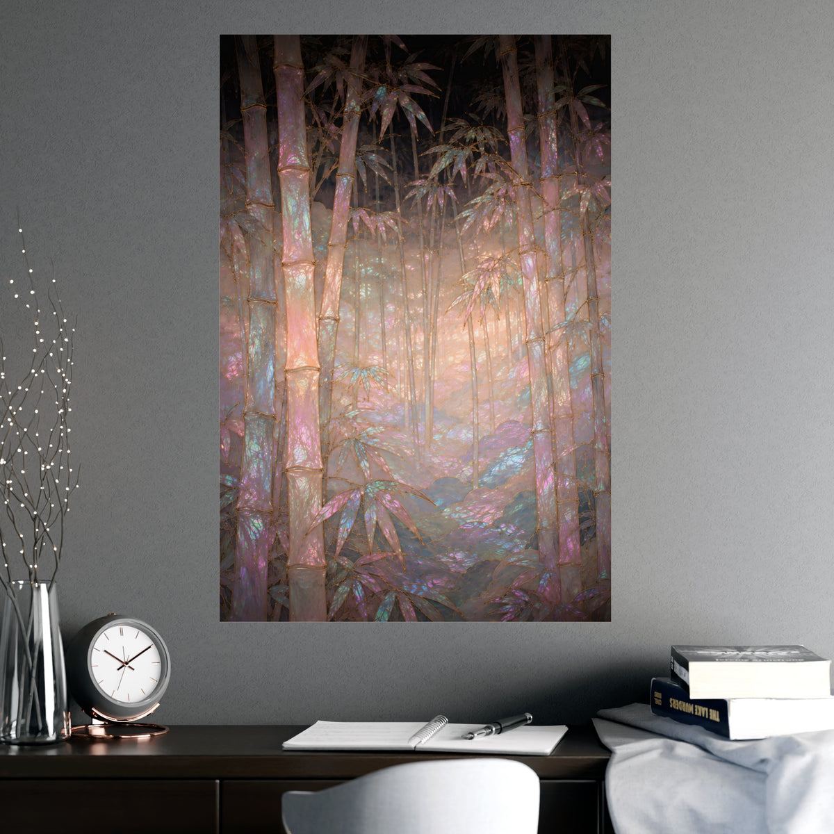 Bamboo in Mist — bamboo in mist, shown framed on a wall