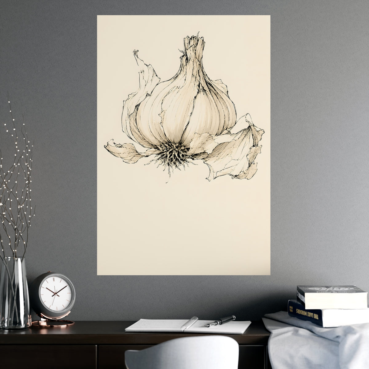 Garlic — garlic, shown framed on a wall