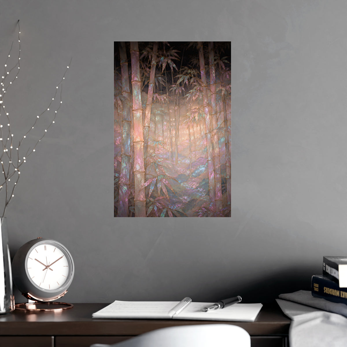 Bamboo in Mist — bamboo in mist, shown framed on a wall