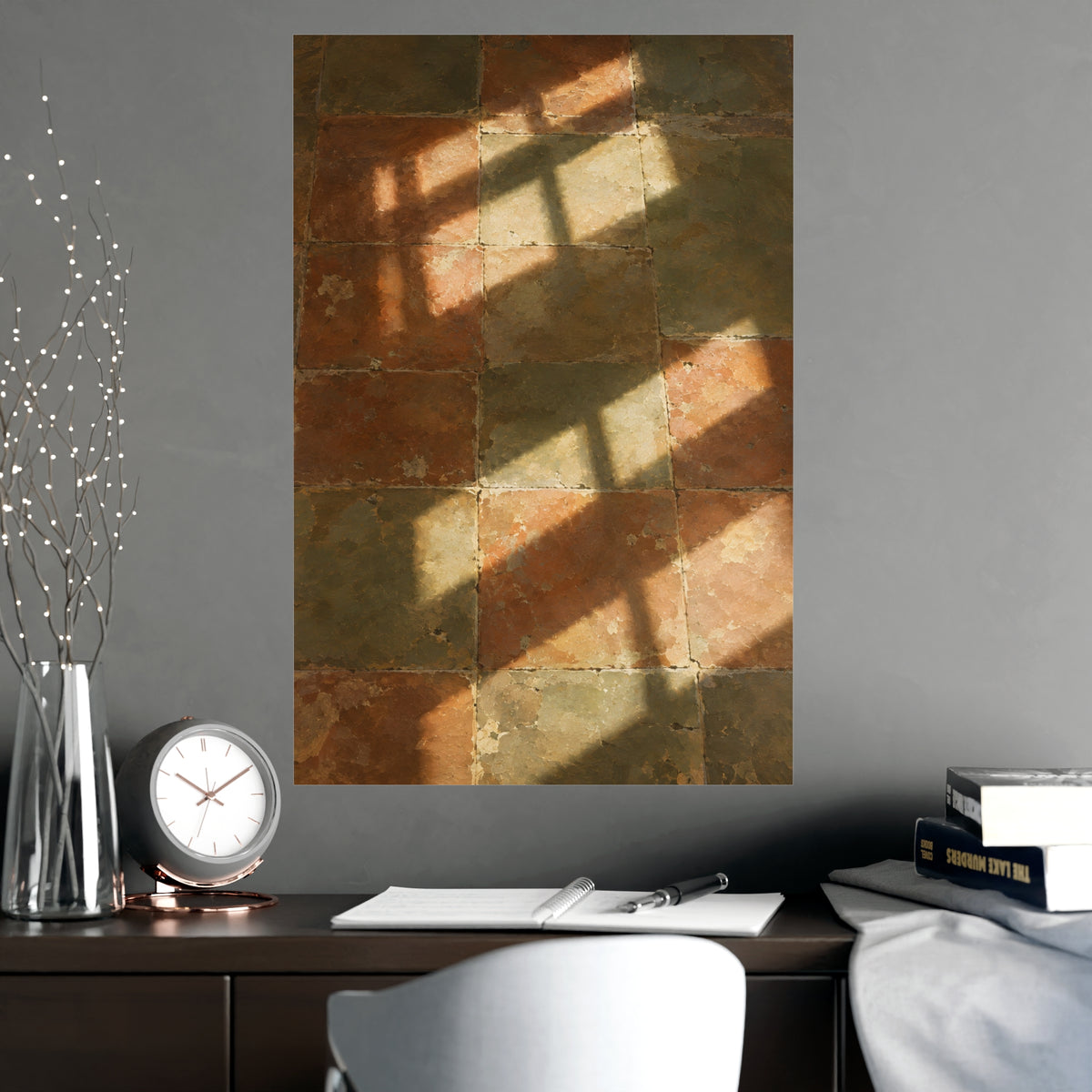 Light on the Tiles — light on the tiles, shown framed on a wall