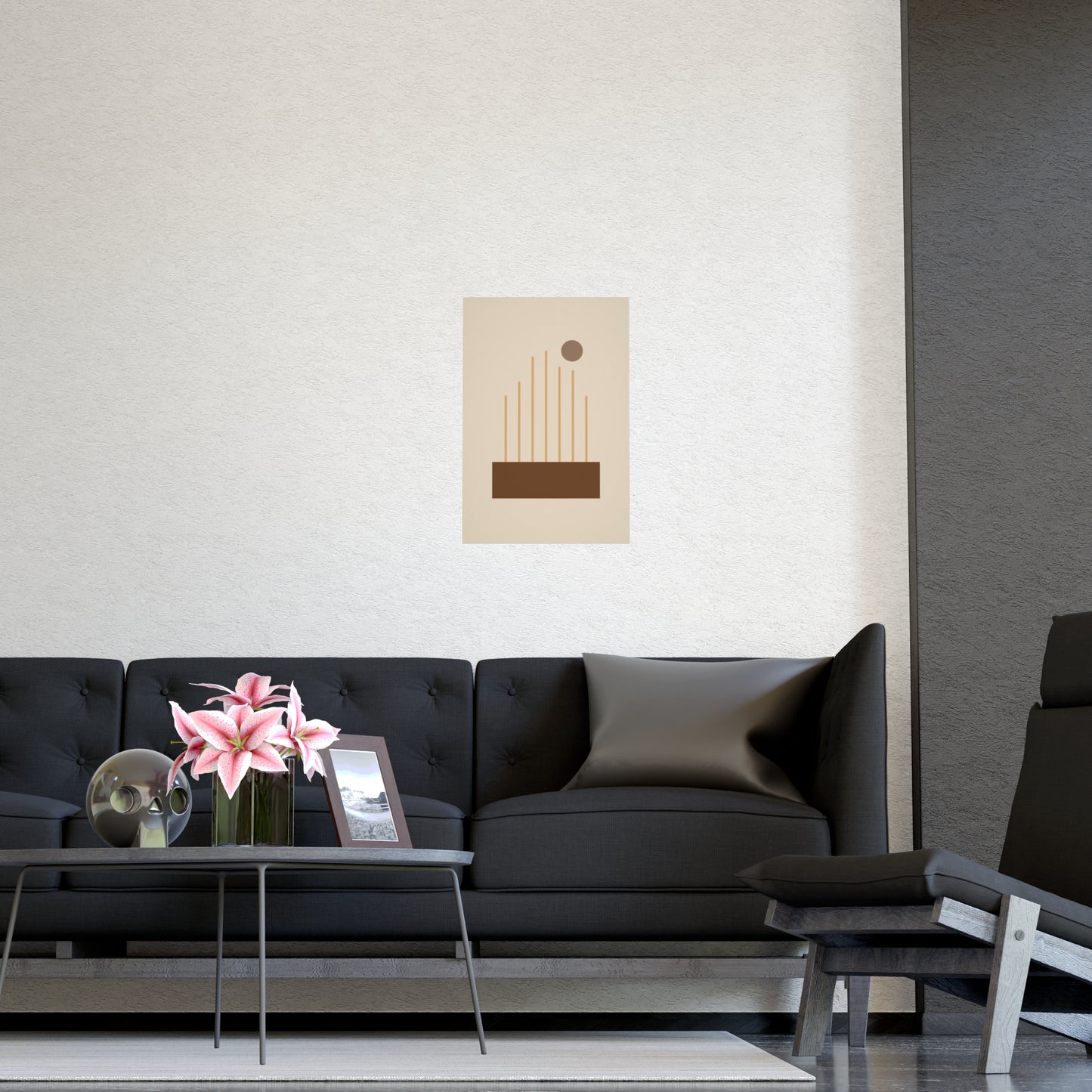 Muted 70s Lines Wall Art | Bedroom Print