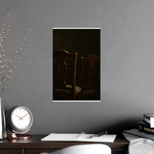 Two Chair Backs — two chair backs, shown framed on a wall