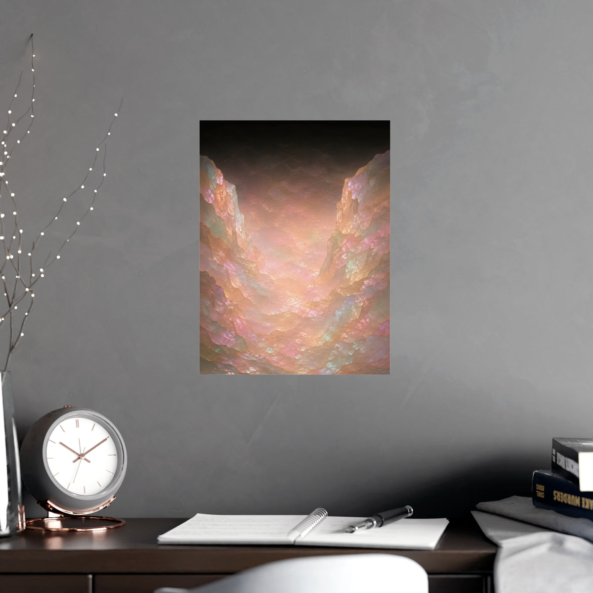 The Gap Between — the gap between, shown framed on a wall