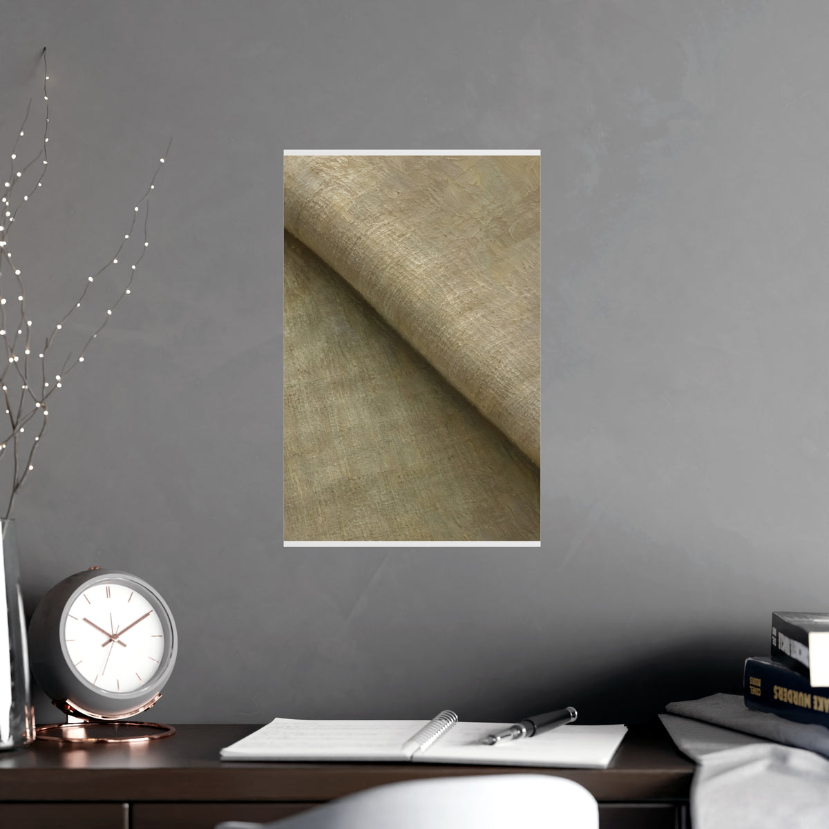 Folded Linen — folded linen, shown framed on a wall