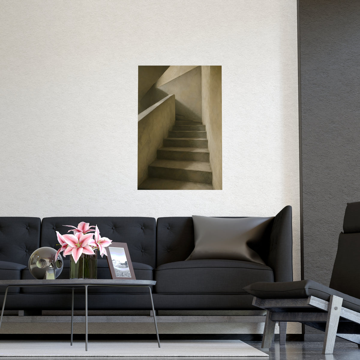 Concrete Stairwell — concrete stairwell, shown framed on a wall