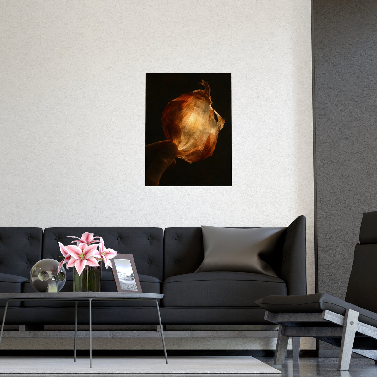 Through the Onion Skin — through the onion skin, shown framed on a wall