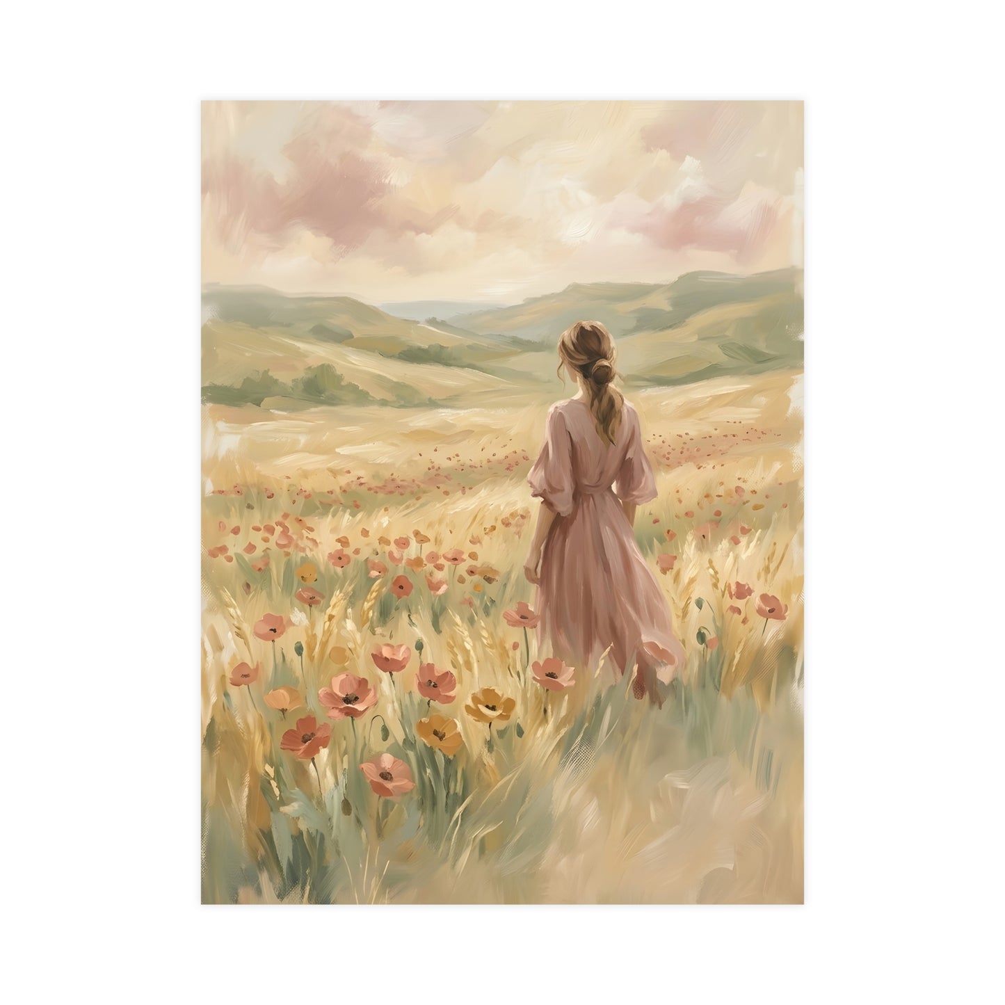 Looking to the Hills | Romantic Oil Painting Print | Wall Art
