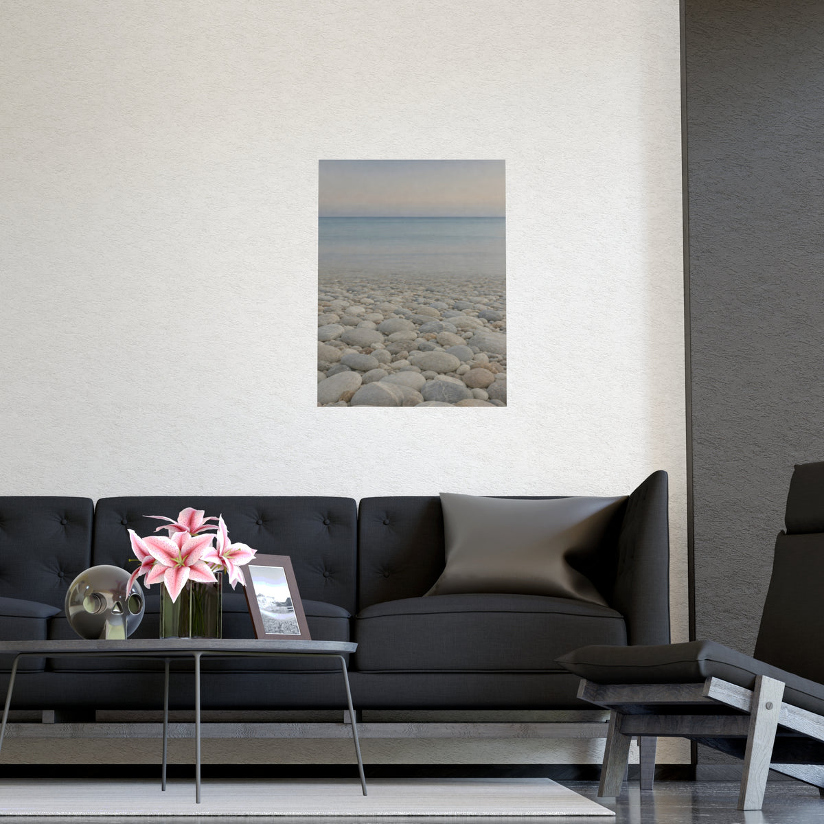 Pebbles Up Close — pebbles up close, shown framed on a wall