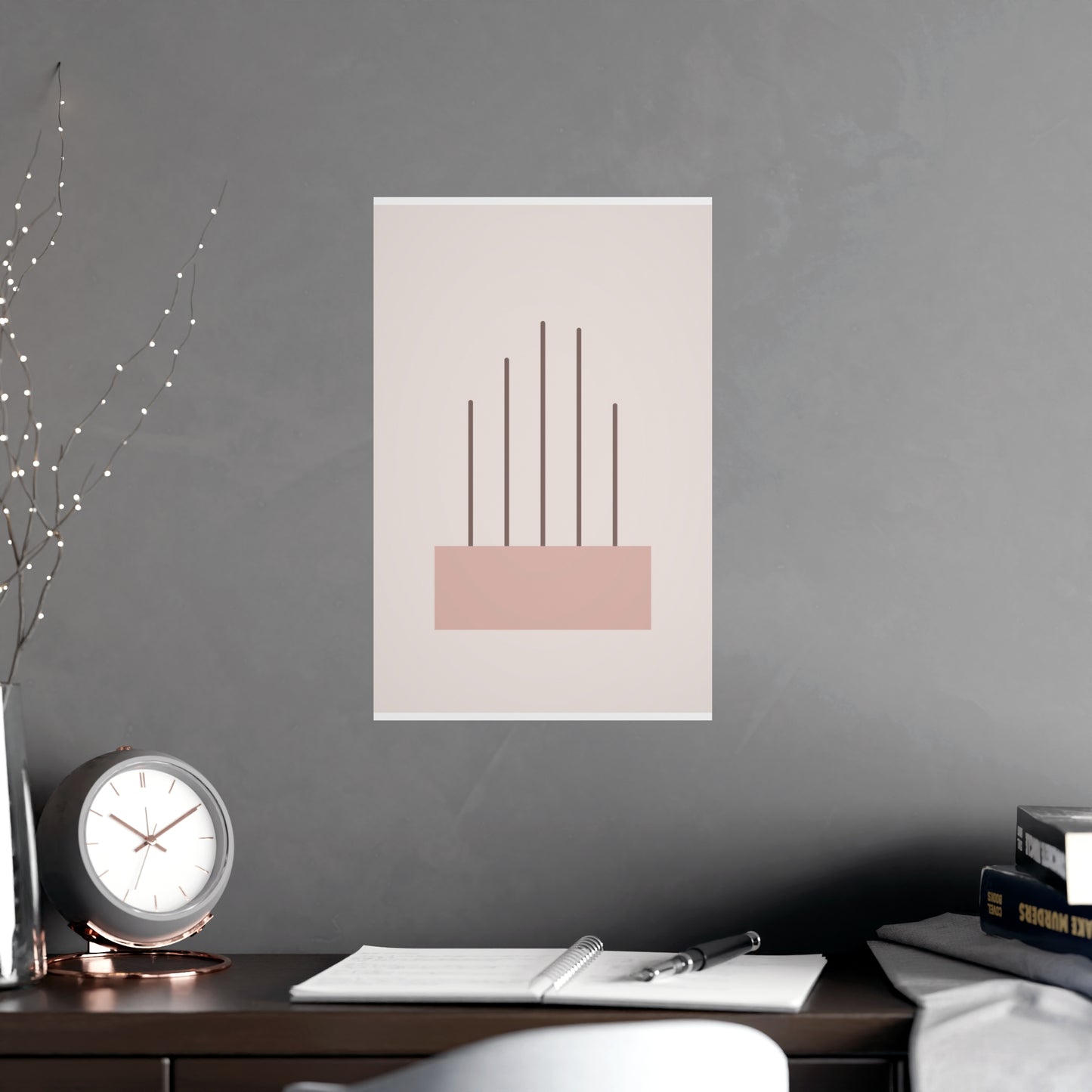 Dusty Rose Lines Wall Art | Bedroom Print