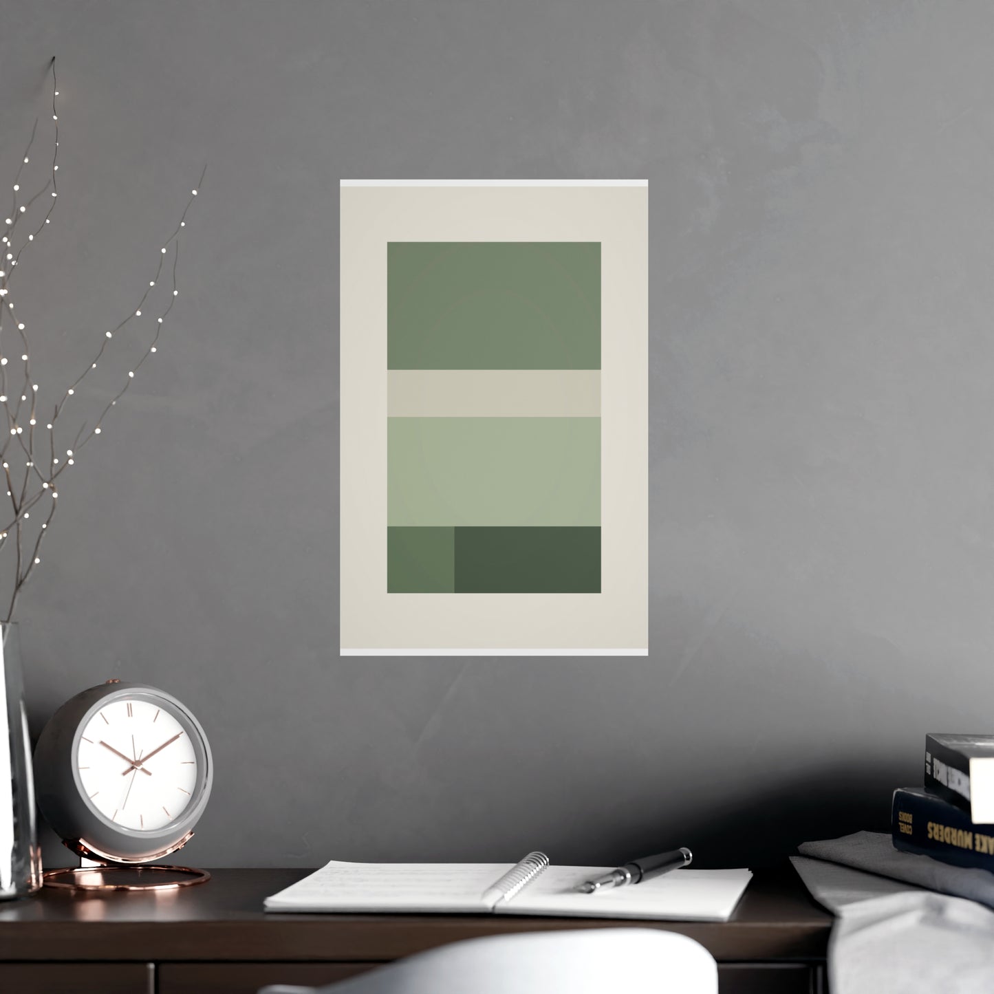 Sage Neutral Blocks Boho Wall Art | Living Room Print