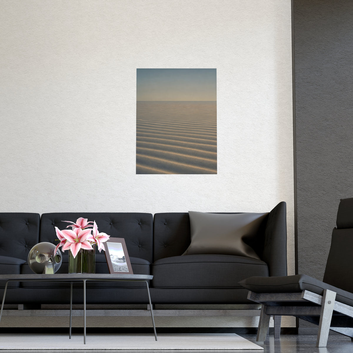Sand, Ribbed — sand, ribbed, shown framed on a wall