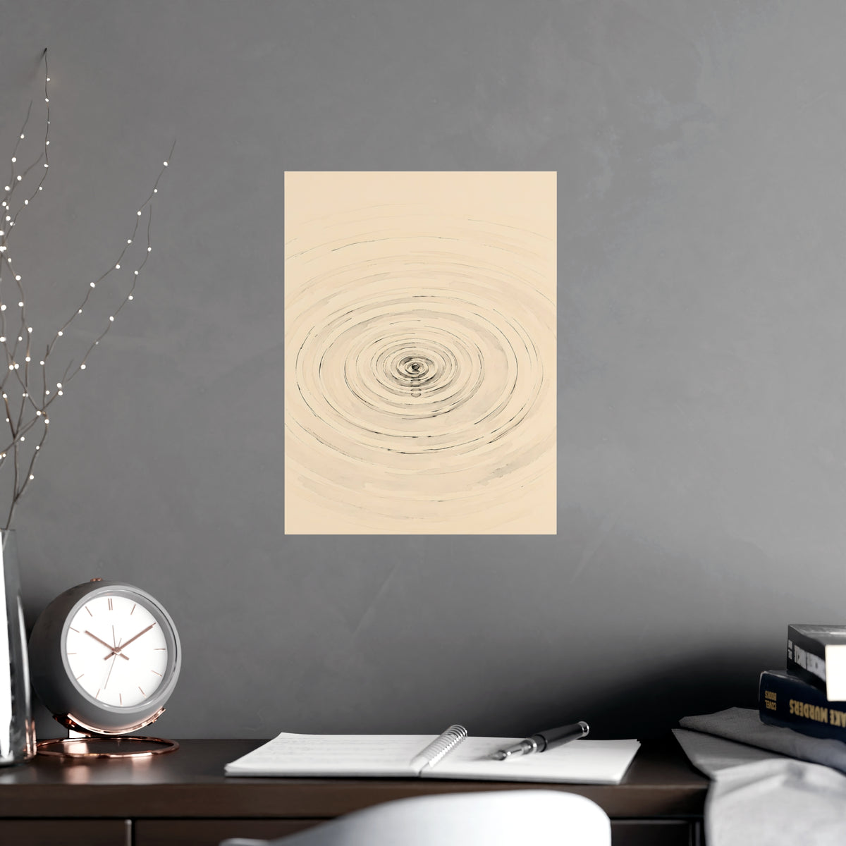 Rings on Water — rings on water, shown framed on a wall