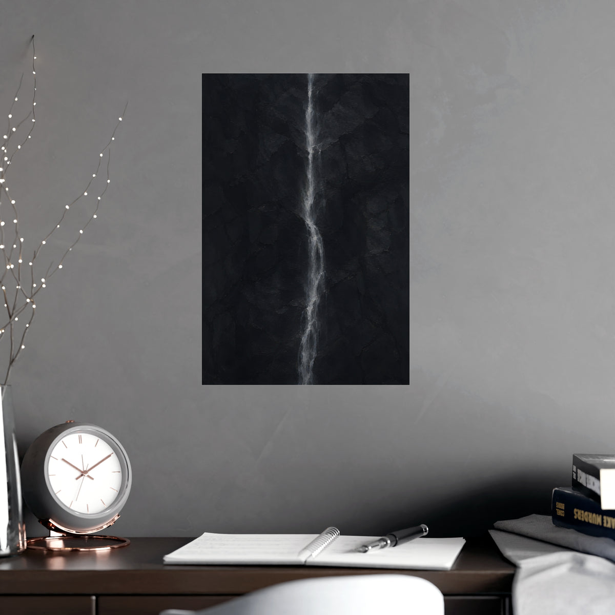 A White Thread — a white thread, shown framed on a wall