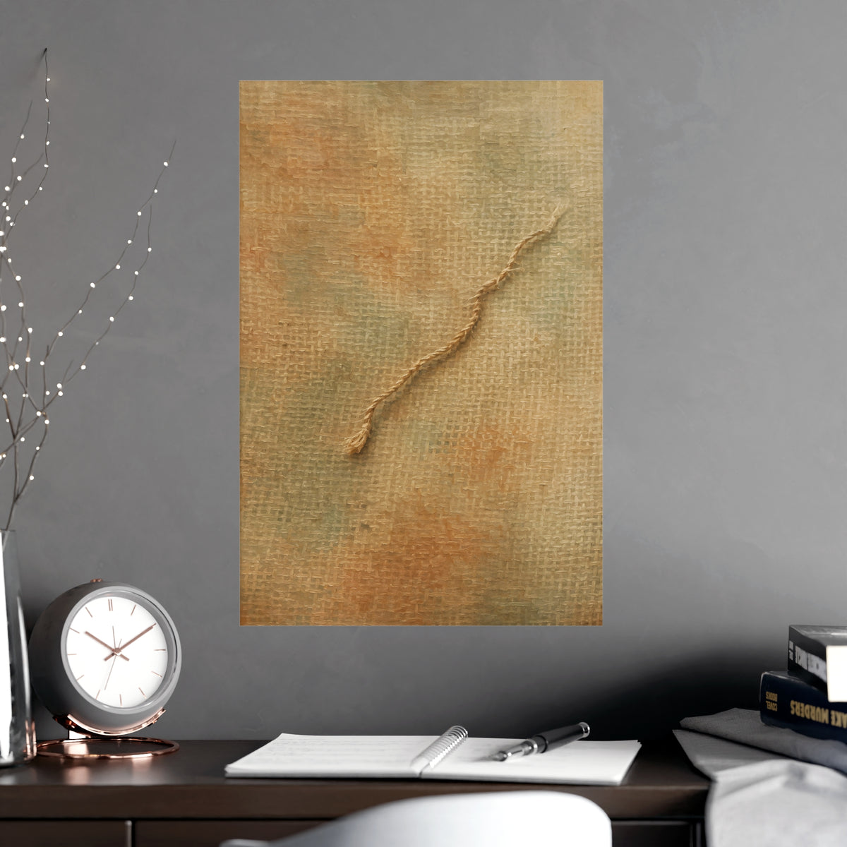 One Loose Thread — one loose thread, shown framed on a wall