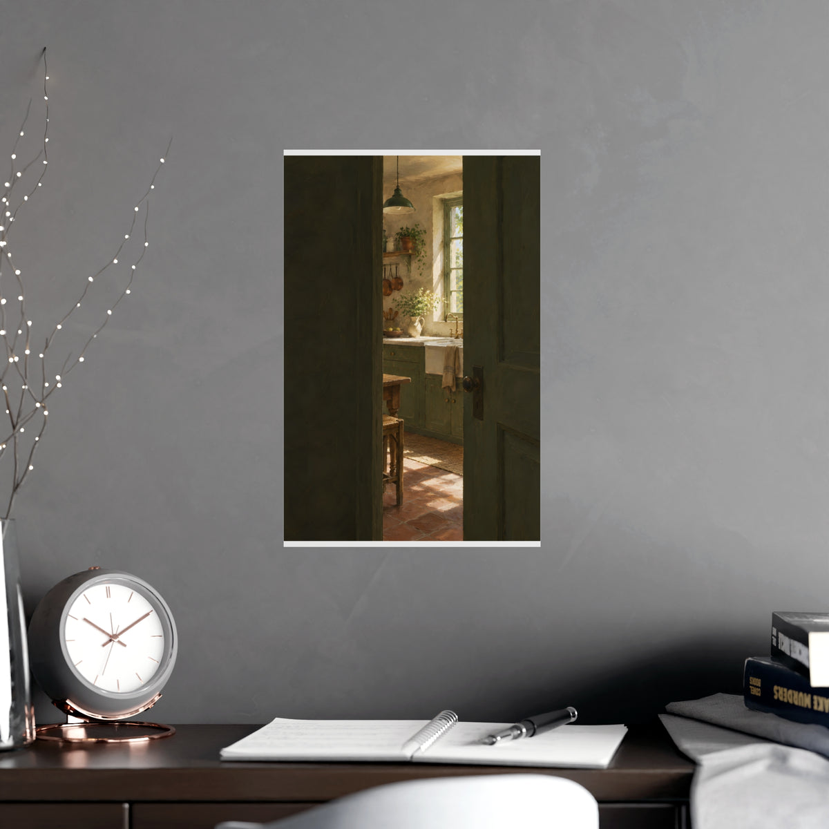 Through the Half-Open Door — through the half-open door, shown framed on a wall