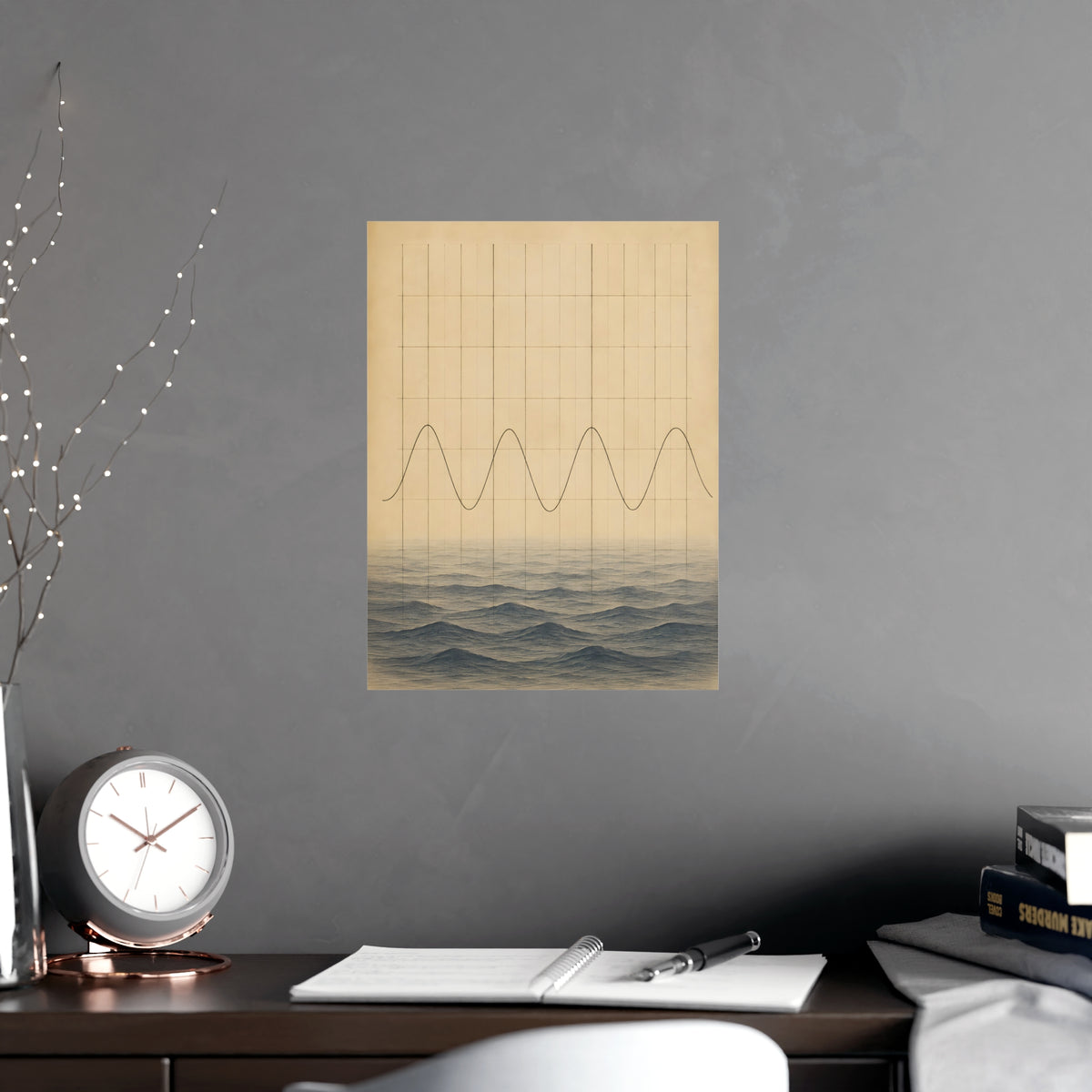Tide Chart — tide chart, shown framed on a wall