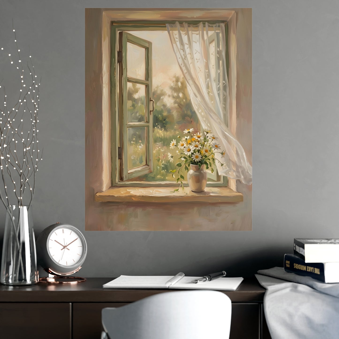 Daisies on the Sill | Romantic Oil Painting Print | Wall Art