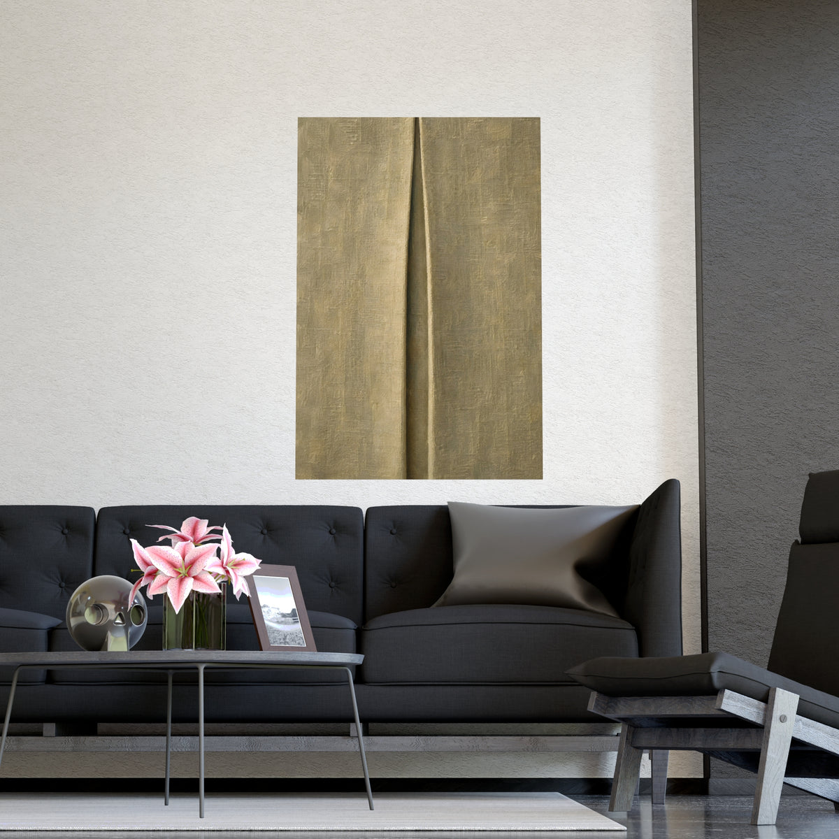 One Pleat — one pleat, shown framed on a wall